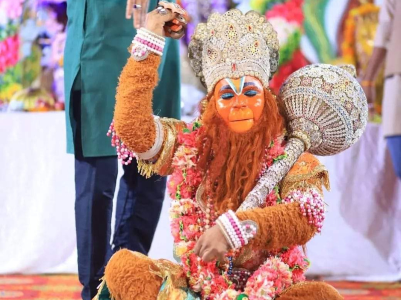 Beautifully decorated Hanuman Ji idol for devotional programs