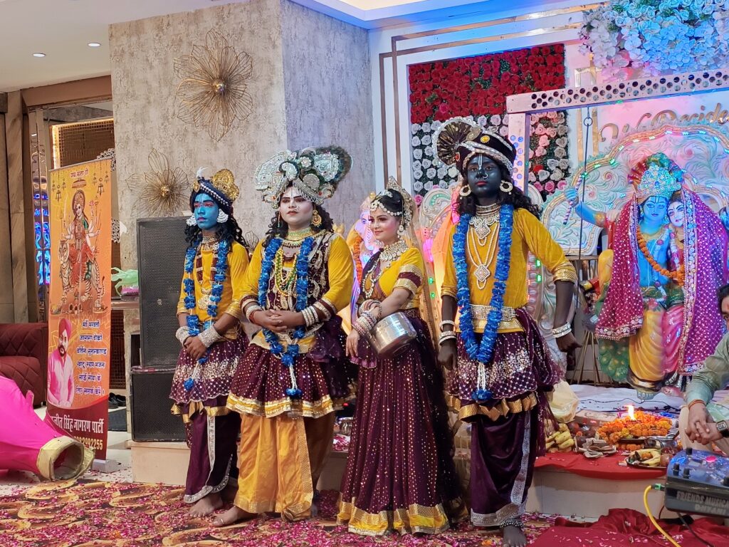 "Krishna’s playful charm, with flute in hand and a peaceful aura."