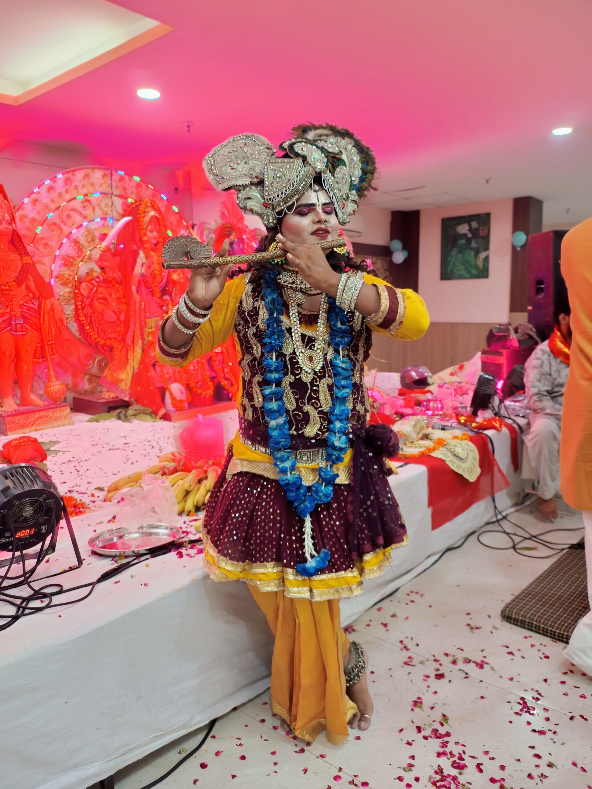 “Charming Krishna: The Eternal Flute Player” "Charming Krishna holding a flute, radiating peace and divine love."