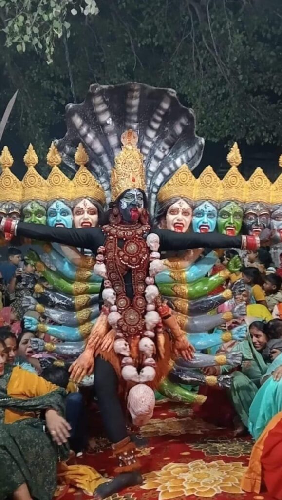 "Maa Kali: A vivid depiction of the goddess’s powerful and protective nature."