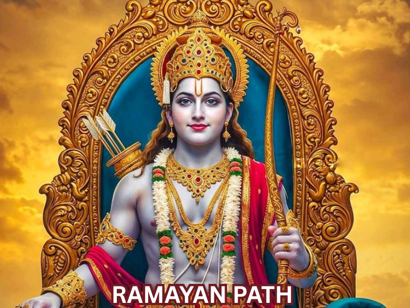 Ramayan Path setup with sacred scriptures, diya, and devotional atmosphere by Mishra Sankirtan Mandal in Delhi and Ghaziabad.